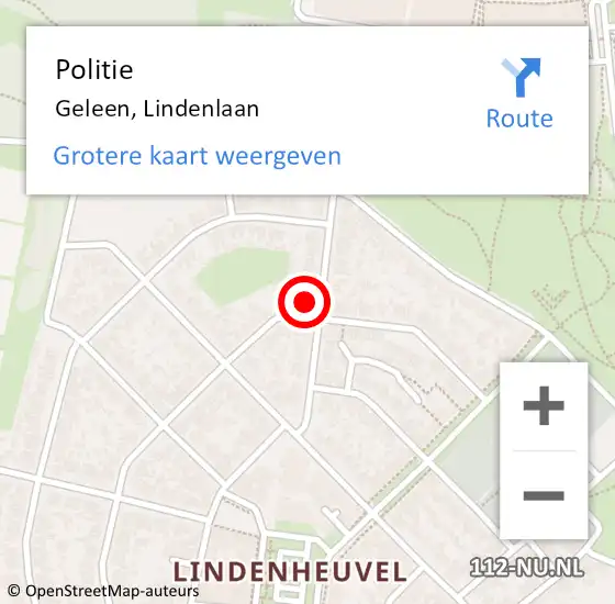 Locatie op kaart van de 112 melding: Politie Geleen, Lindenlaan op 17 augustus 2023 22:23