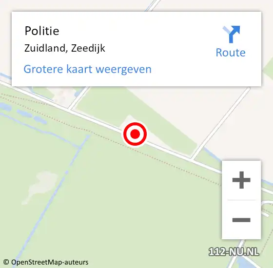 Locatie op kaart van de 112 melding: Politie Zuidland, Zeedijk op 17 augustus 2023 22:29