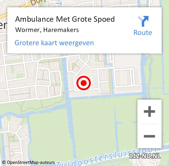 Locatie op kaart van de 112 melding: Ambulance Met Grote Spoed Naar Wormer, Haremakers op 17 augustus 2023 22:30