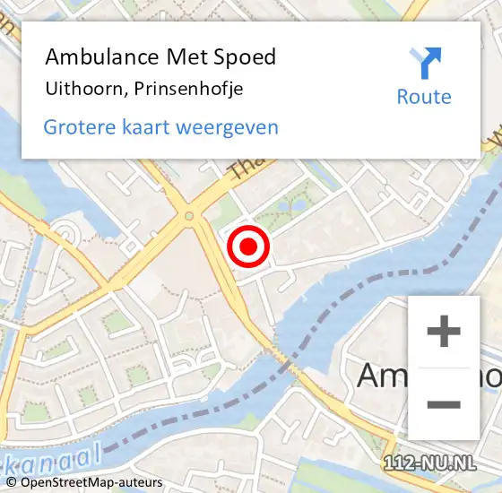 Locatie op kaart van de 112 melding: Ambulance Met Spoed Naar Uithoorn, Prinsenhofje op 17 augustus 2023 23:29