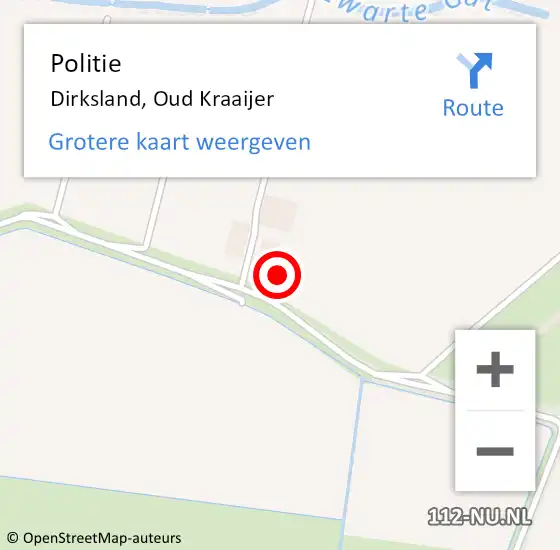 Locatie op kaart van de 112 melding: Politie Dirksland, Oud Kraaijer op 17 augustus 2023 23:31