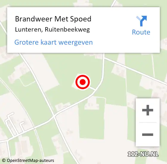 Locatie op kaart van de 112 melding: Brandweer Met Spoed Naar Lunteren, Ruitenbeekweg op 18 augustus 2023 00:37