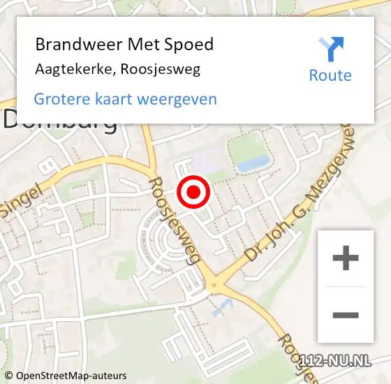 Locatie op kaart van de 112 melding: Brandweer Met Spoed Naar Aagtekerke, Roosjesweg op 18 augustus 2023 00:41