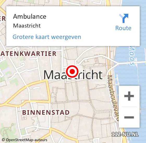 Locatie op kaart van de 112 melding: Ambulance Maastricht op 18 augustus 2023 01:01