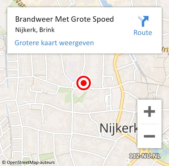 Locatie op kaart van de 112 melding: Brandweer Met Grote Spoed Naar Nijkerk, Brink op 18 augustus 2023 01:14