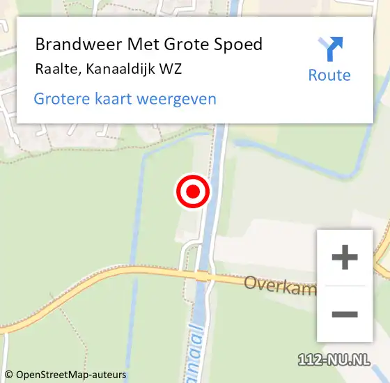 Locatie op kaart van de 112 melding: Brandweer Met Grote Spoed Naar Raalte, Kanaaldijk WZ op 18 augustus 2023 01:57