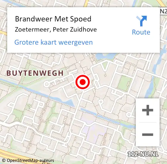 Locatie op kaart van de 112 melding: Brandweer Met Spoed Naar Zoetermeer, Peter Zuidhove op 18 augustus 2023 02:32