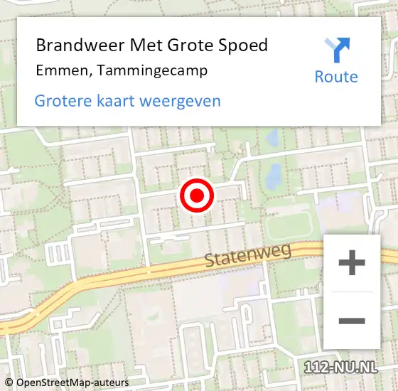 Locatie op kaart van de 112 melding: Brandweer Met Grote Spoed Naar Emmen, Tammingecamp op 18 augustus 2023 03:10