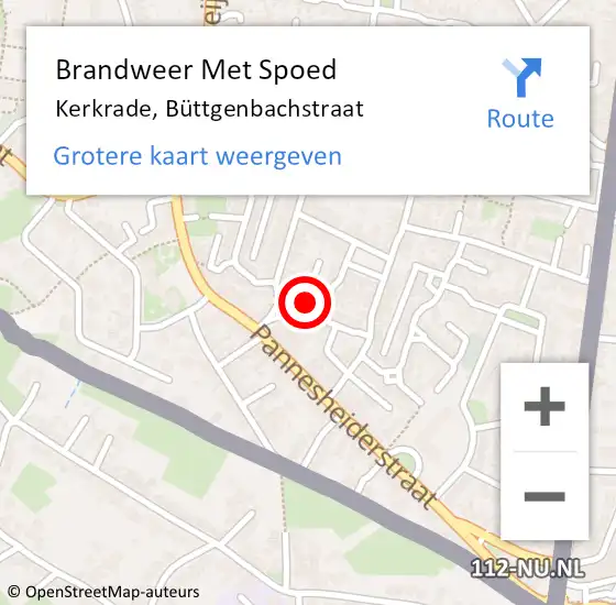 Locatie op kaart van de 112 melding: Brandweer Met Spoed Naar Kerkrade, Büttgenbachstraat op 18 augustus 2023 04:10