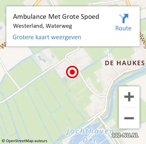 Locatie op kaart van de 112 melding: Ambulance Met Grote Spoed Naar Westerland, Waterweg op 18 augustus 2023 04:34