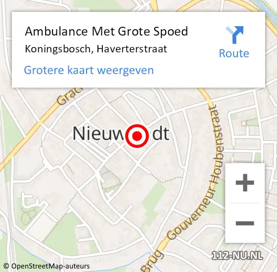 Locatie op kaart van de 112 melding: Ambulance Met Grote Spoed Naar Koningsbosch, Haverterstraat op 18 augustus 2023 06:07