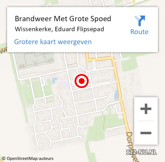Locatie op kaart van de 112 melding: Brandweer Met Grote Spoed Naar Wissenkerke, Eduard Flipsepad op 18 augustus 2023 07:15