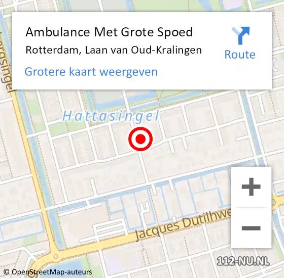 Locatie op kaart van de 112 melding: Ambulance Met Grote Spoed Naar Rotterdam, Laan van Oud-Kralingen op 18 augustus 2023 07:36
