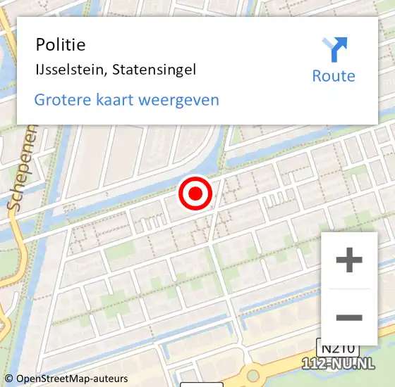 Locatie op kaart van de 112 melding: Politie IJsselstein, Statensingel op 18 augustus 2023 08:14