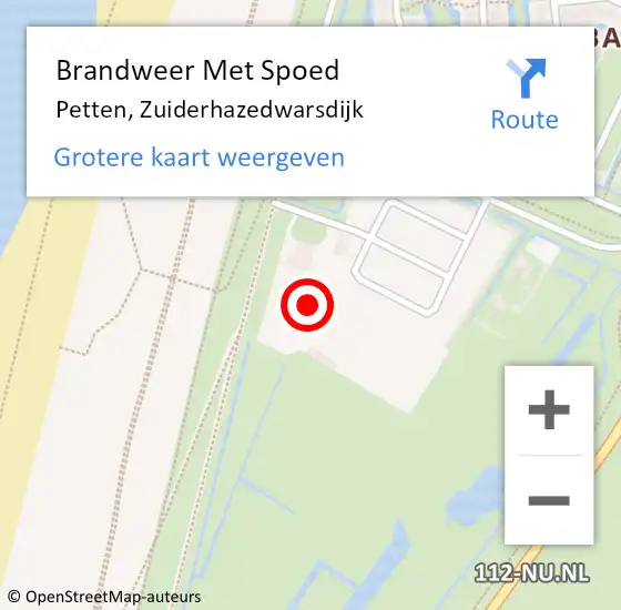 Locatie op kaart van de 112 melding: Brandweer Met Spoed Naar Petten, Zuiderhazedwarsdijk op 18 augustus 2023 08:38