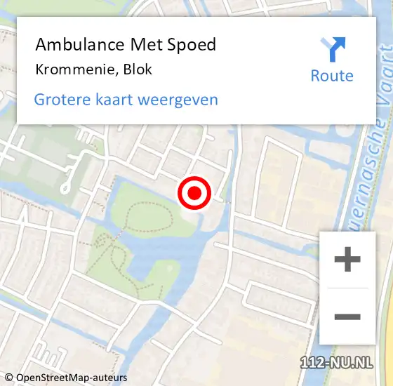 Locatie op kaart van de 112 melding: Ambulance Met Spoed Naar Krommenie, Blok op 18 augustus 2023 09:26