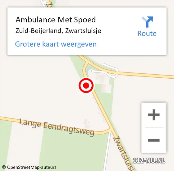 Locatie op kaart van de 112 melding: Ambulance Met Spoed Naar Zuid-Beijerland, Zwartsluisje op 18 augustus 2023 09:29