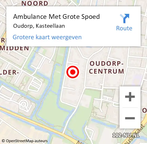 Locatie op kaart van de 112 melding: Ambulance Met Grote Spoed Naar Oudorp, Kasteellaan op 18 augustus 2023 10:23
