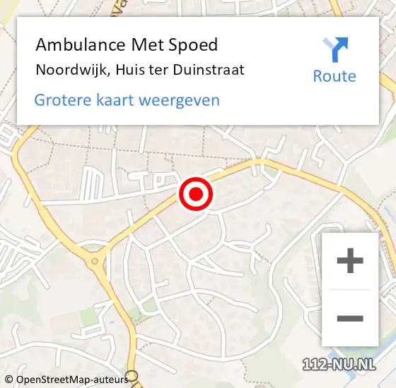 Locatie op kaart van de 112 melding: Ambulance Met Spoed Naar Noordwijk, Huis ter Duinstraat op 18 augustus 2023 10:48