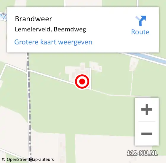 Locatie op kaart van de 112 melding: Brandweer Lemelerveld, Beemdweg op 18 augustus 2023 11:09