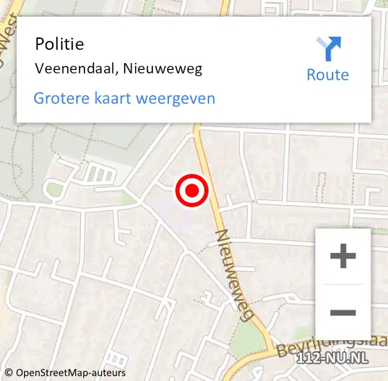 Locatie op kaart van de 112 melding: Politie Veenendaal, Nieuweweg op 18 augustus 2023 11:10
