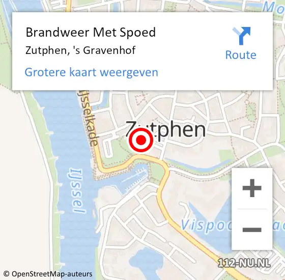 Locatie op kaart van de 112 melding: Brandweer Met Spoed Naar Zutphen, 's Gravenhof op 18 augustus 2023 11:19