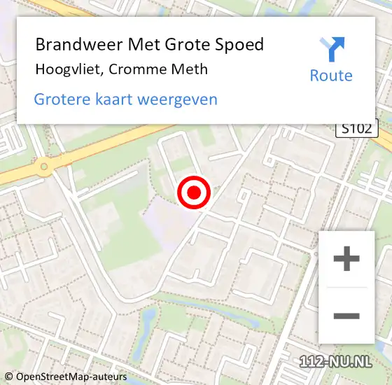 Locatie op kaart van de 112 melding: Brandweer Met Grote Spoed Naar Hoogvliet, Cromme Meth op 18 augustus 2023 11:25