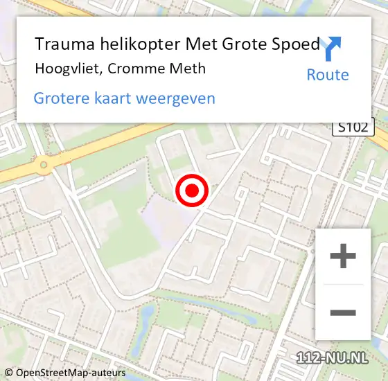 Locatie op kaart van de 112 melding: Trauma helikopter Met Grote Spoed Naar Hoogvliet, Cromme Meth op 18 augustus 2023 11:28