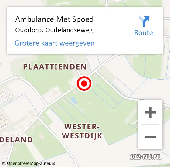 Locatie op kaart van de 112 melding: Ambulance Met Spoed Naar Ouddorp, Oudelandseweg op 18 augustus 2023 11:43