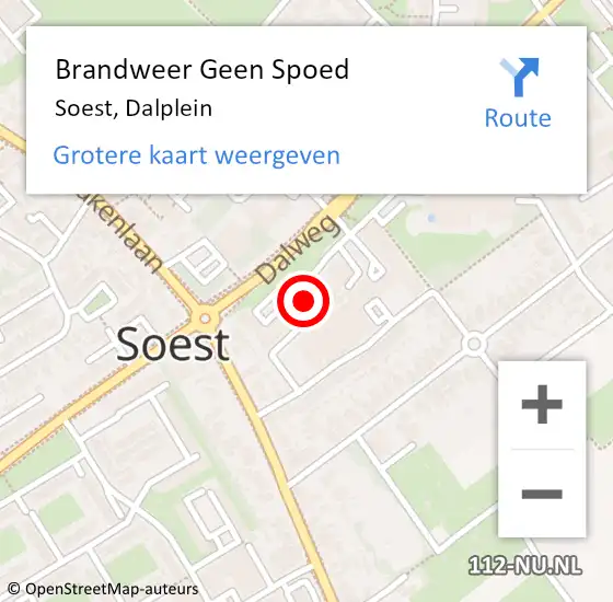 Locatie op kaart van de 112 melding: Brandweer Geen Spoed Naar Soest, Dalplein op 18 augustus 2023 11:43