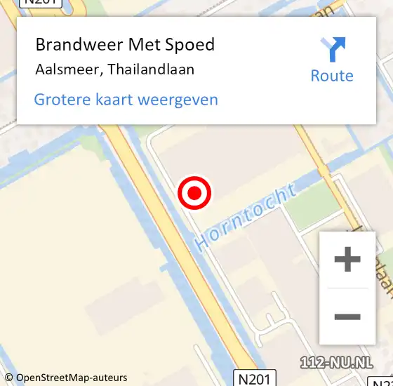 Locatie op kaart van de 112 melding: Brandweer Met Spoed Naar Aalsmeer, Thailandlaan op 18 augustus 2023 11:53