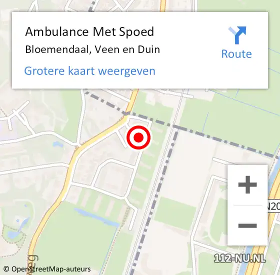 Locatie op kaart van de 112 melding: Ambulance Met Spoed Naar Bloemendaal, Veen en Duin op 18 augustus 2023 12:12