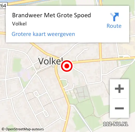 Locatie op kaart van de 112 melding: Brandweer Met Grote Spoed Naar Volkel op 18 augustus 2023 12:54