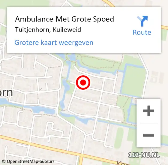 Locatie op kaart van de 112 melding: Ambulance Met Grote Spoed Naar Tuitjenhorn, Kuileweid op 18 augustus 2023 13:23