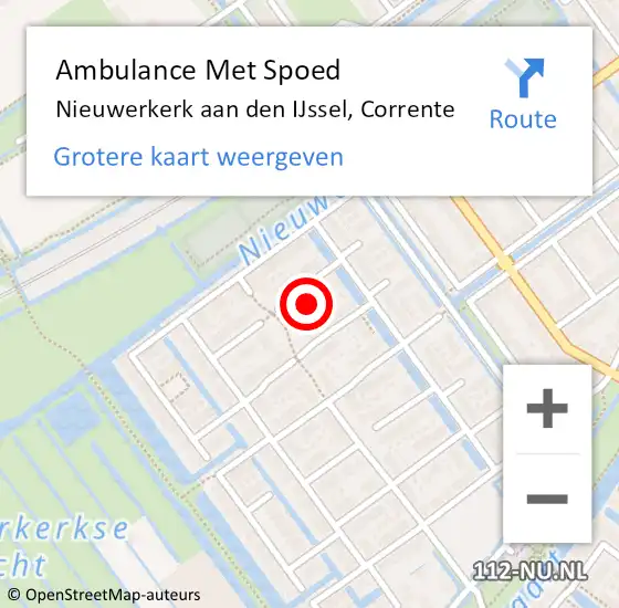 Locatie op kaart van de 112 melding: Ambulance Met Spoed Naar Nieuwerkerk aan den IJssel, Corrente op 18 augustus 2023 13:27