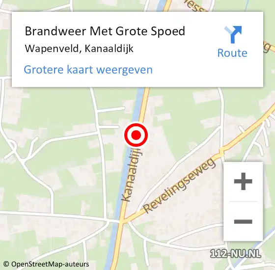 Locatie op kaart van de 112 melding: Brandweer Met Grote Spoed Naar Wapenveld, Kanaaldijk op 18 augustus 2023 13:29