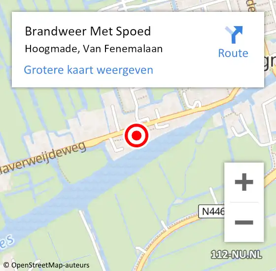 Locatie op kaart van de 112 melding: Brandweer Met Spoed Naar Hoogmade, Van Fenemalaan op 13 oktober 2013 16:06