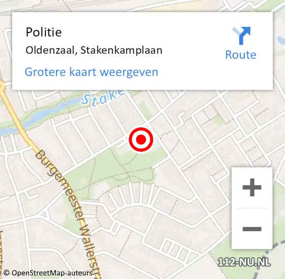 Locatie op kaart van de 112 melding: Politie Oldenzaal, Stakenkamplaan op 18 augustus 2023 13:57