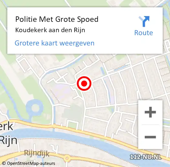 Locatie op kaart van de 112 melding: Politie Met Grote Spoed Naar Koudekerk aan den Rijn op 18 augustus 2023 14:14