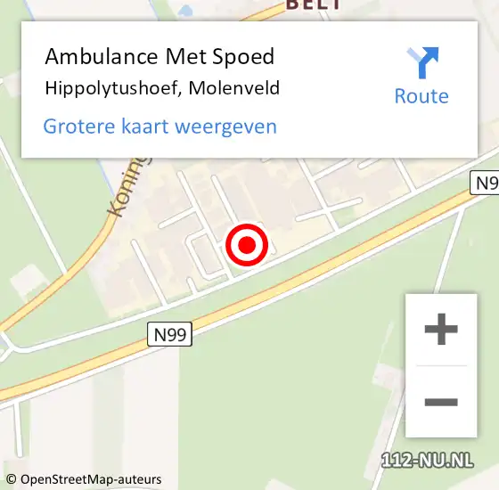 Locatie op kaart van de 112 melding: Ambulance Met Spoed Naar Hippolytushoef, Molenveld op 18 augustus 2023 14:18