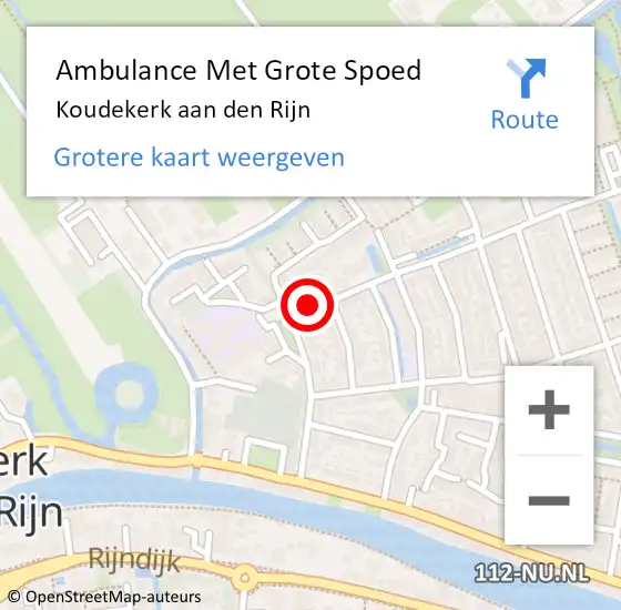 Locatie op kaart van de 112 melding: Ambulance Met Grote Spoed Naar Koudekerk aan den Rijn op 18 augustus 2023 14:23