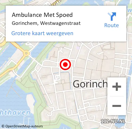 Locatie op kaart van de 112 melding: Ambulance Met Spoed Naar Gorinchem, Westwagenstraat op 18 augustus 2023 14:36