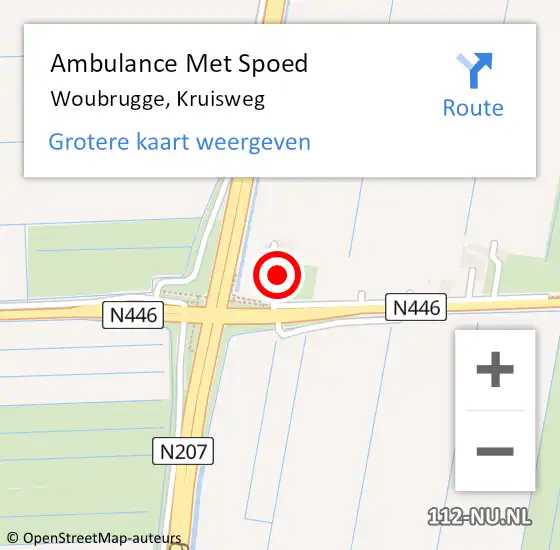 Locatie op kaart van de 112 melding: Ambulance Met Spoed Naar Woubrugge, Kruisweg op 18 augustus 2023 14:42