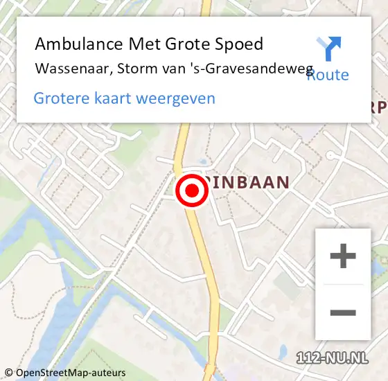 Locatie op kaart van de 112 melding: Ambulance Met Grote Spoed Naar Wassenaar, Storm van 's-Gravesandeweg op 18 augustus 2023 14:51