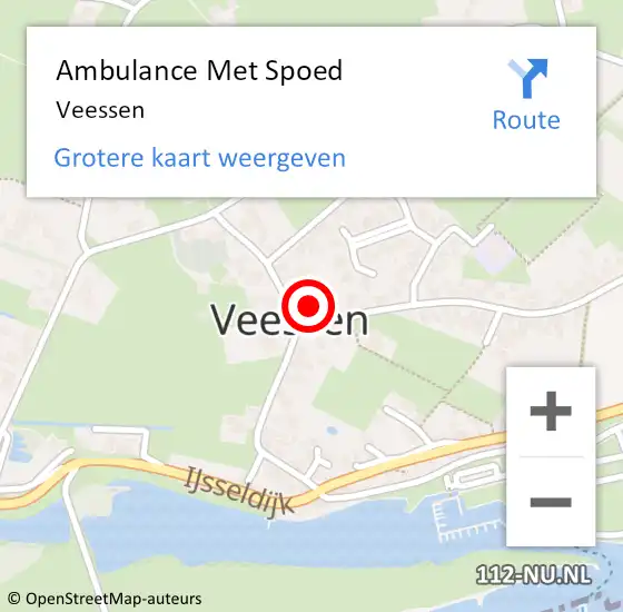 Locatie op kaart van de 112 melding: Ambulance Met Spoed Naar Veessen op 18 augustus 2023 15:04