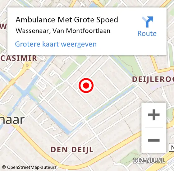 Locatie op kaart van de 112 melding: Ambulance Met Grote Spoed Naar Wassenaar, Van Montfoortlaan op 18 augustus 2023 15:11