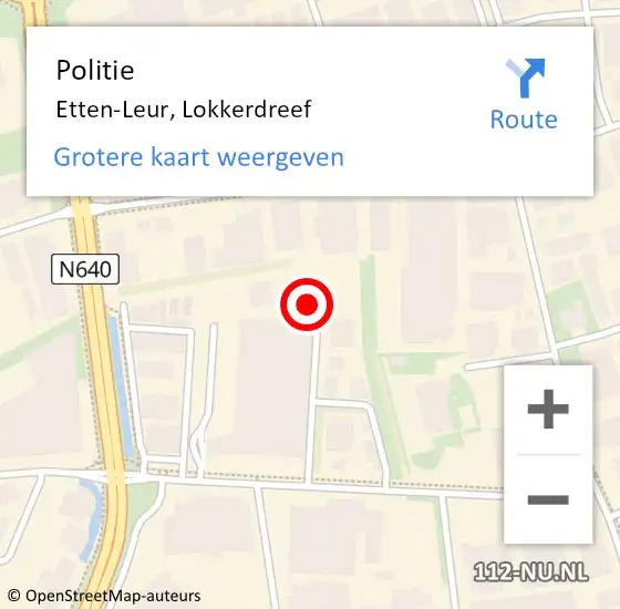 Locatie op kaart van de 112 melding: Politie Etten-Leur, Lokkerdreef op 18 augustus 2023 15:12