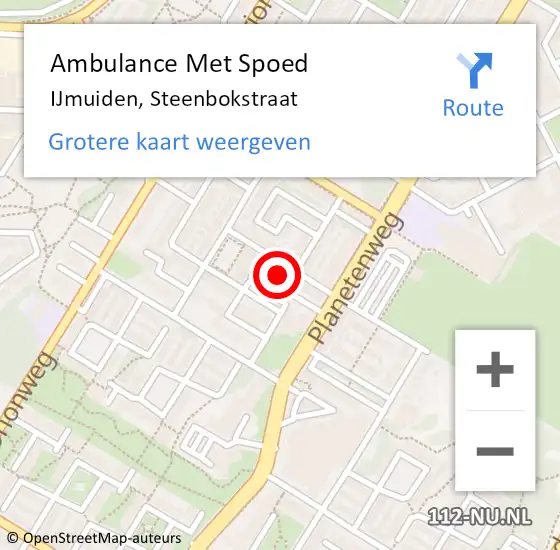 Locatie op kaart van de 112 melding: Ambulance Met Spoed Naar IJmuiden, Steenbokstraat op 18 augustus 2023 15:41