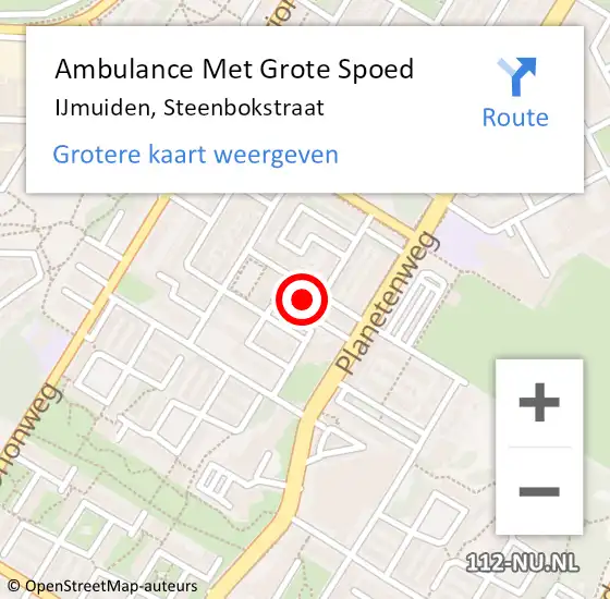 Locatie op kaart van de 112 melding: Ambulance Met Grote Spoed Naar IJmuiden, Steenbokstraat op 18 augustus 2023 15:44