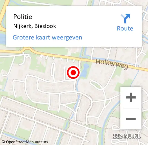 Locatie op kaart van de 112 melding: Politie Nijkerk, Bieslook op 18 augustus 2023 15:52